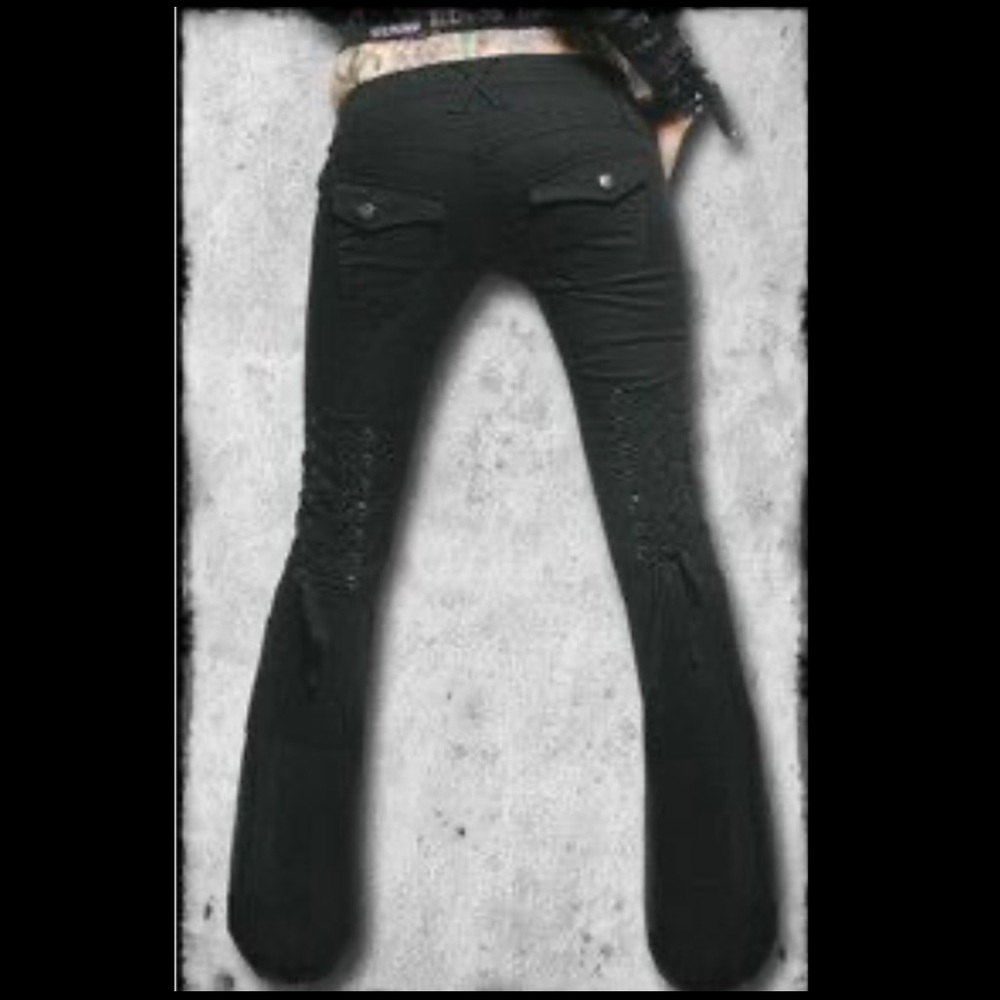Lip Service corset lace up bootcut flare black low rise pants